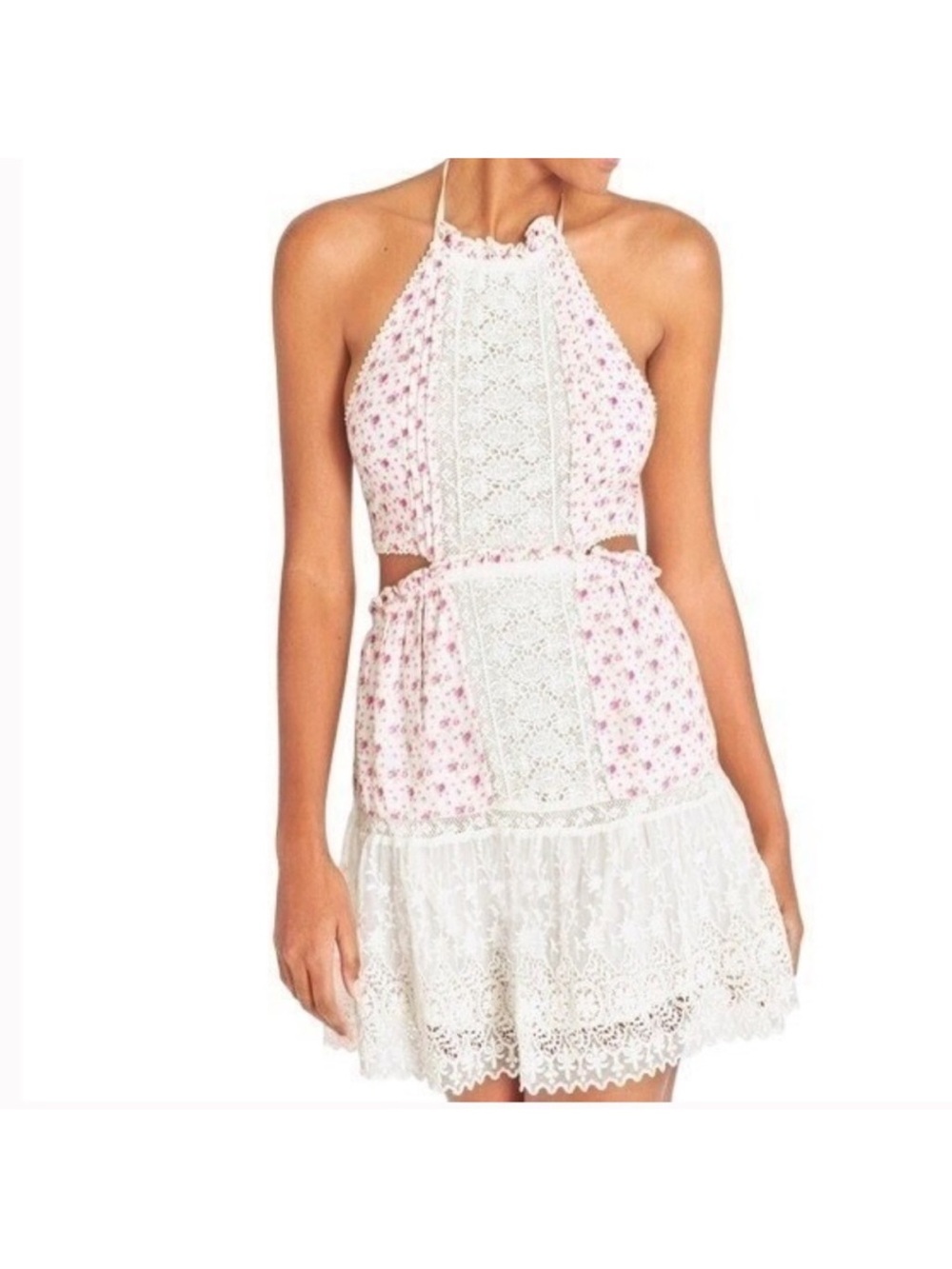LoveShackFancy Kesia Floral Dress - Poppy Pink